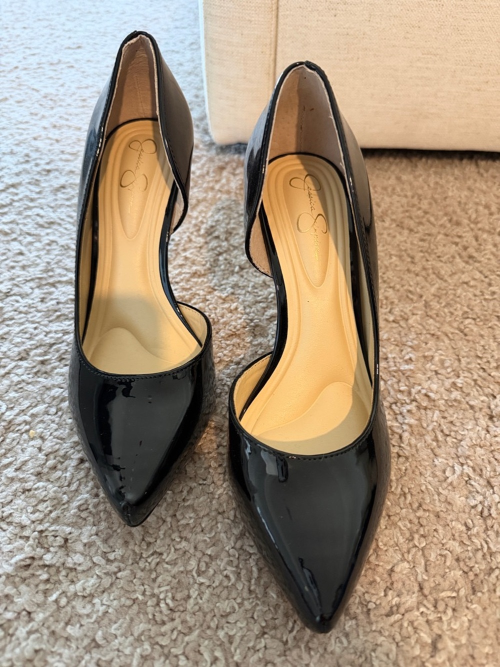 Jessica Simpson Black Patent Pointed-Toe D'Orsay Pumps